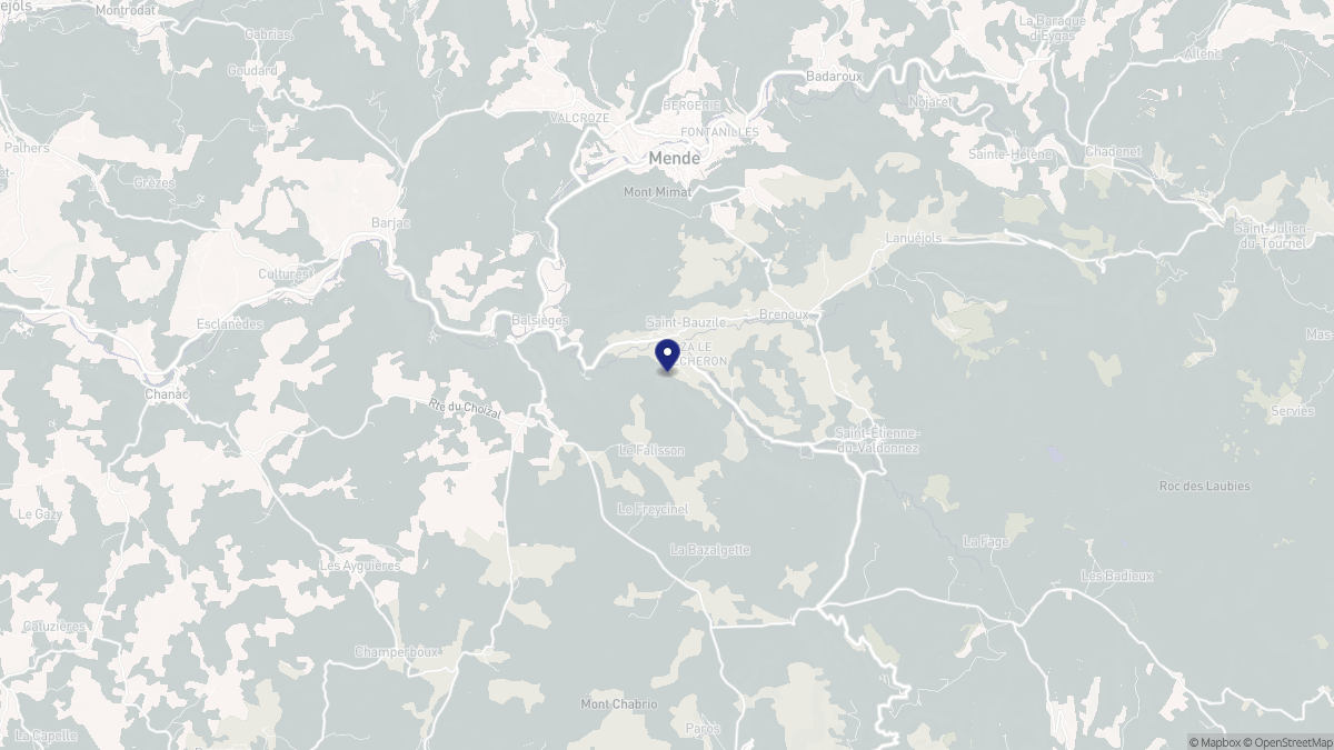 Aperçu cartographique de Saint-Bauzile, centré sur la commune