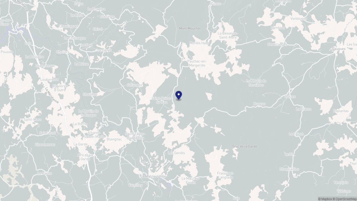 Aperçu cartographique de Saint-Privat-du-Fau, centré sur la commune