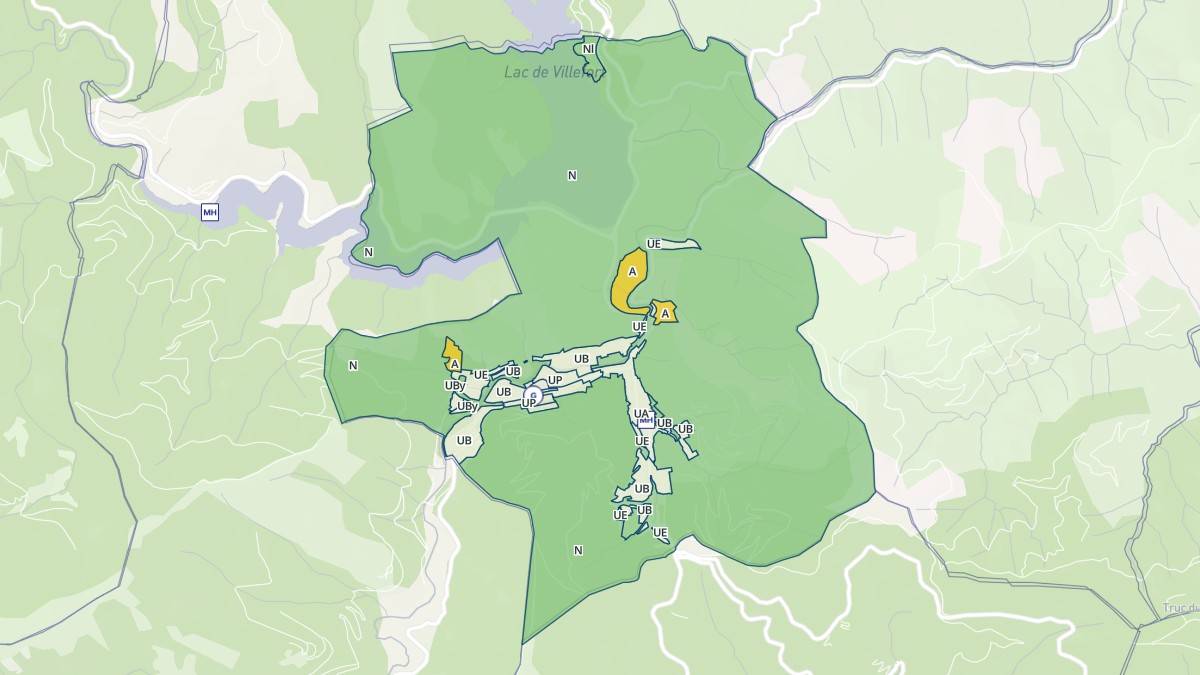 Aperçu cartographique de Villefort, centré sur la commune