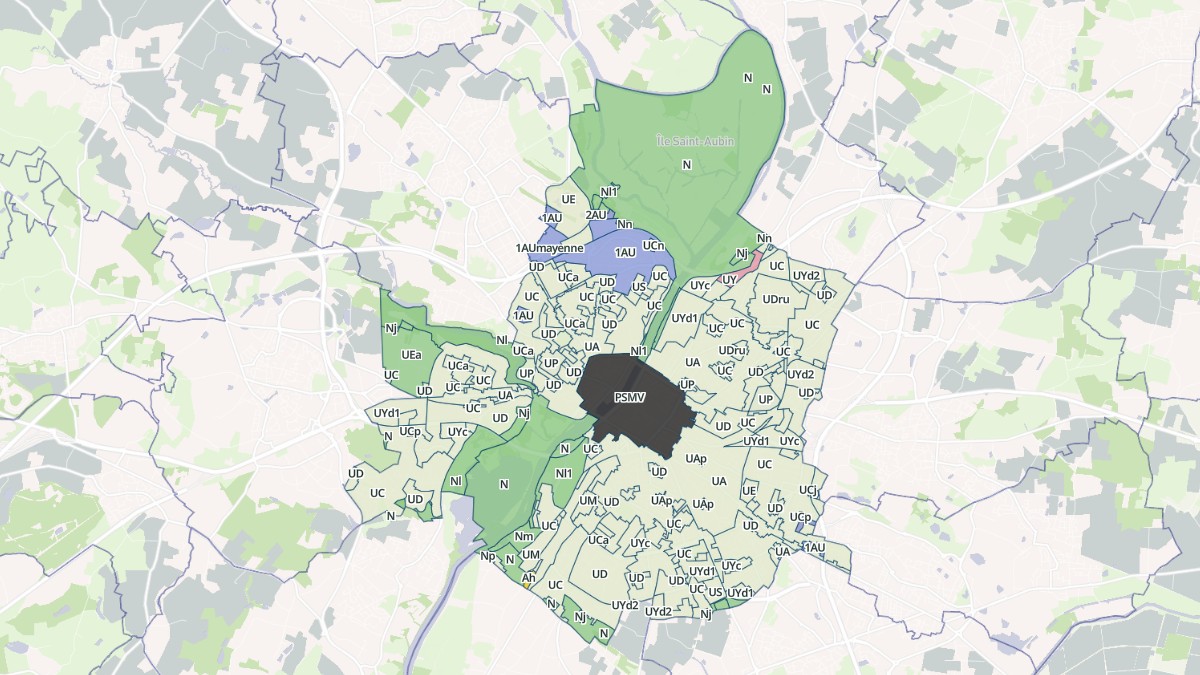 Aperçu cartographique de Angers, centré sur la commune