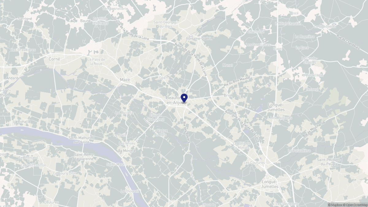 Aperçu cartographique de Beaufort-en-Anjou, centré sur la commune