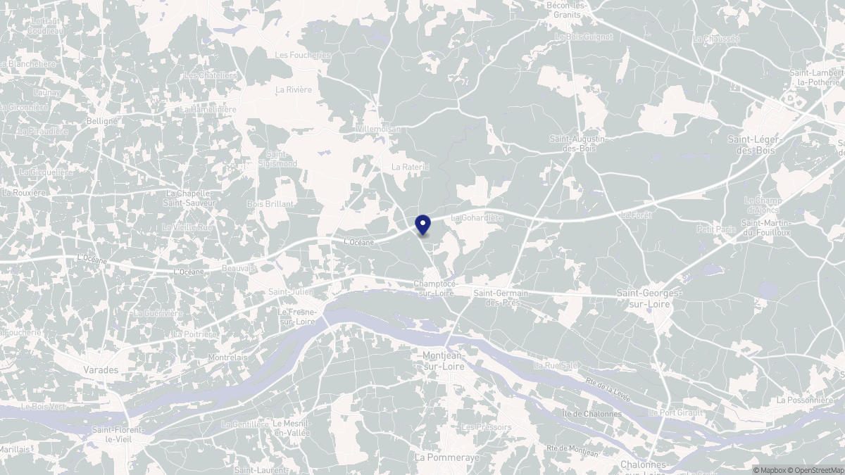 Aperçu cartographique de Champtocé-sur-Loire, centré sur la commune