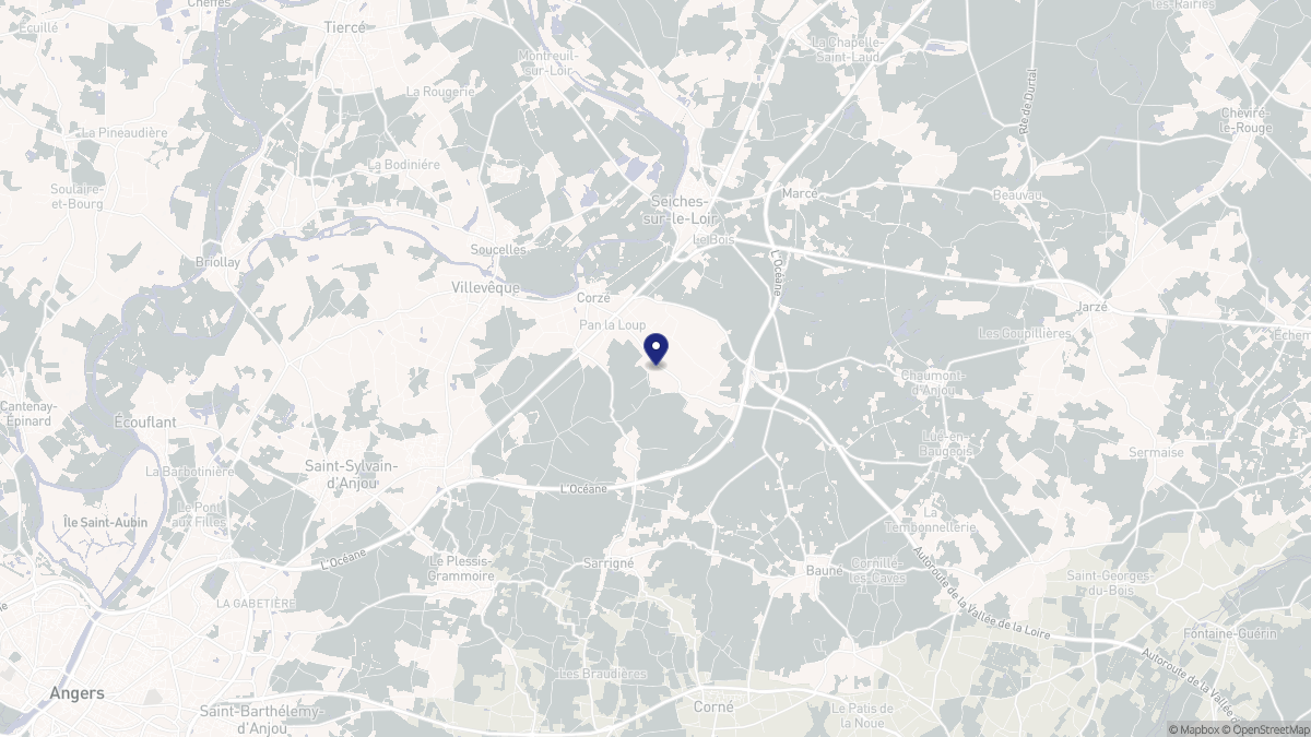 Aperçu cartographique de Corzé, centré sur la commune