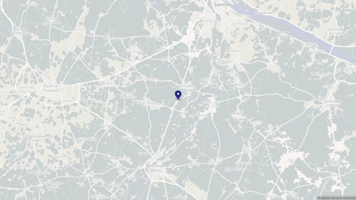 Aperçu cartographique de Le Coudray-Macouard, centré sur la commune