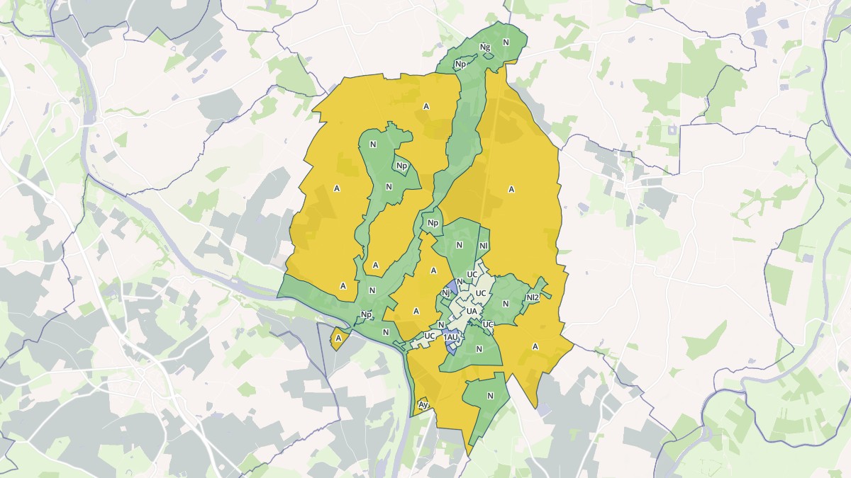 Aperçu cartographique de Feneu, centré sur la commune
