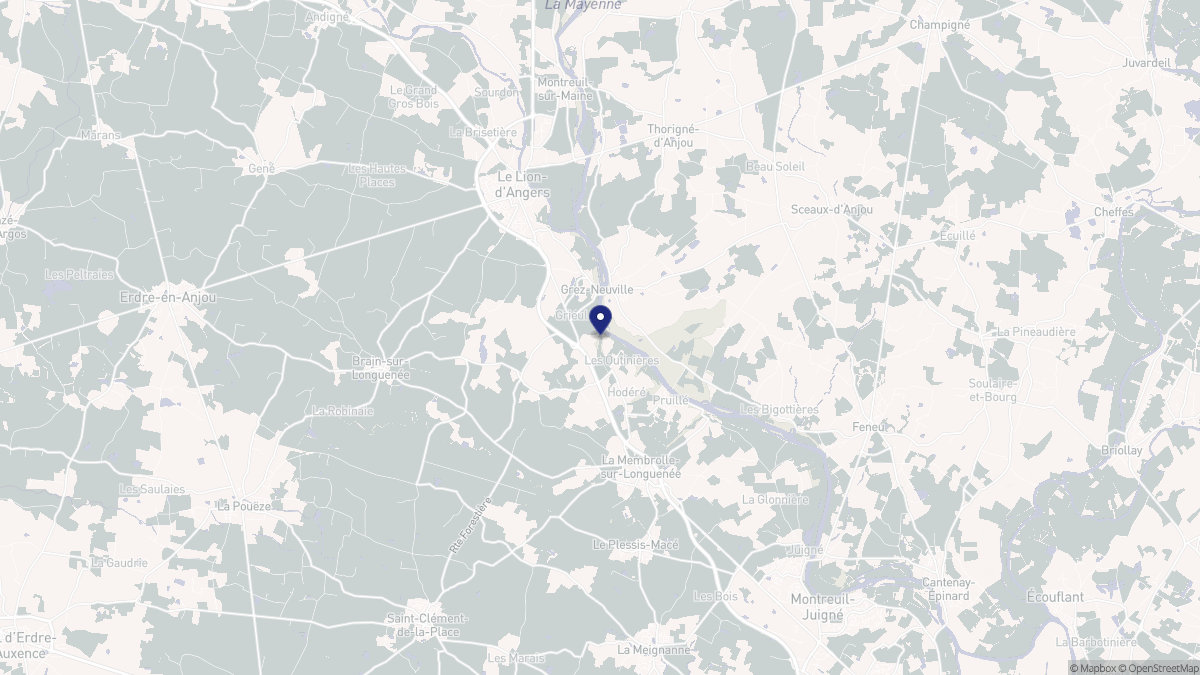 Aperçu cartographique de Grez-Neuville, centré sur la commune