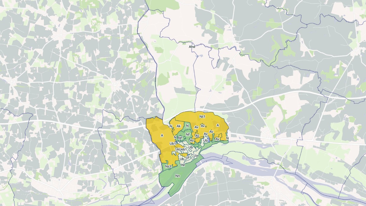Aperçu cartographique de Ingrandes-le-Fresne-sur-Loire, centré sur la commune