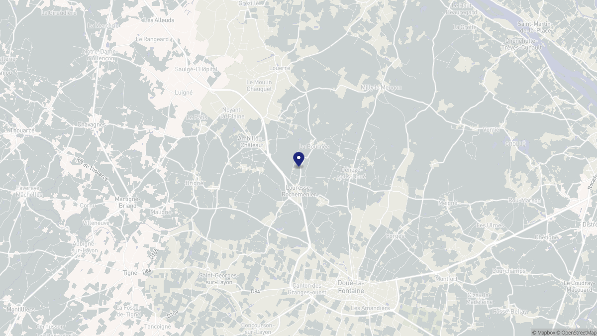 Aperçu cartographique de Louresse-Rochemenier, centré sur la commune