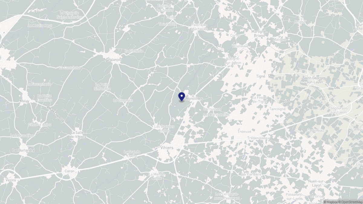 Aperçu cartographique de Montilliers, centré sur la commune