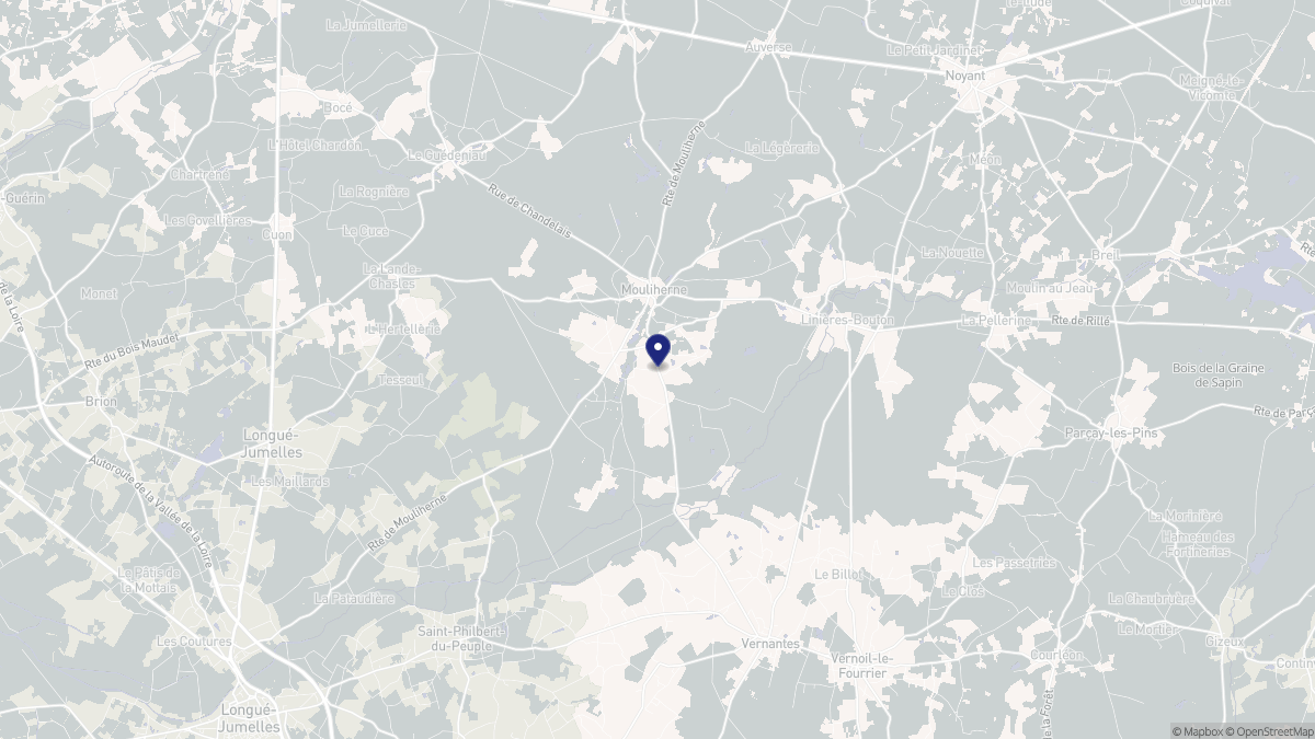 Aperçu cartographique de Mouliherne, centré sur la commune