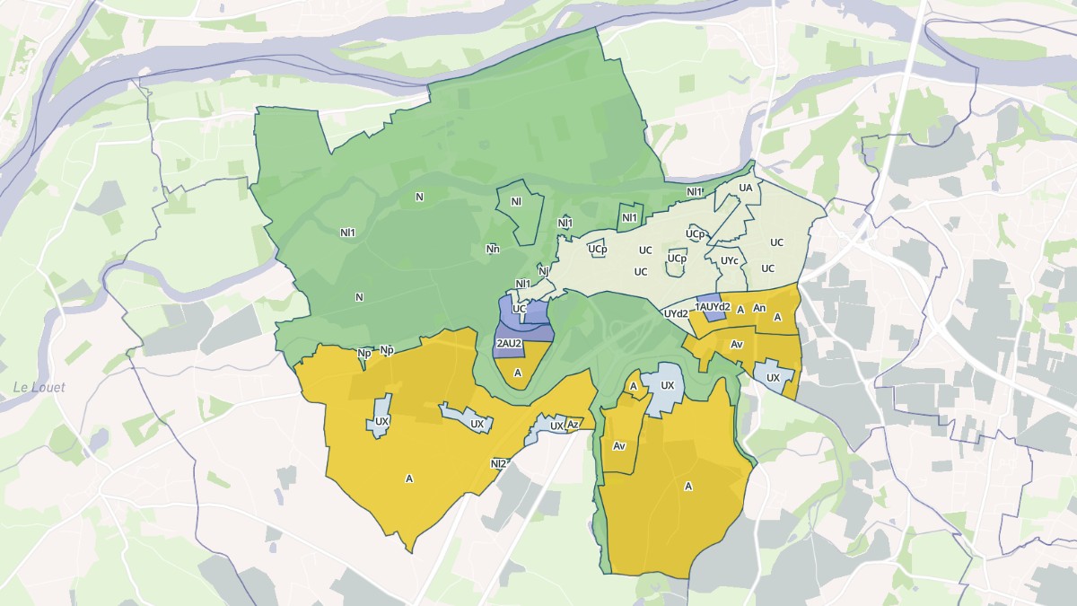 Aperçu cartographique de Mûrs-Erigné, centré sur la commune