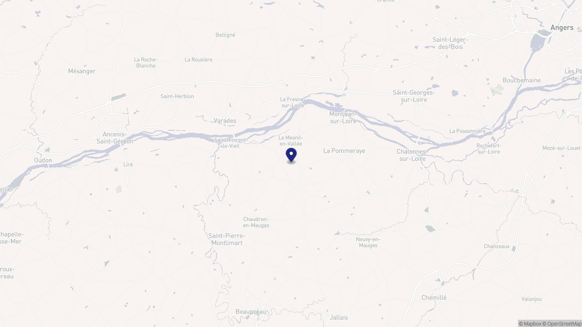 Aperçu cartographique de Mauges-sur-Loire, centré sur la commune