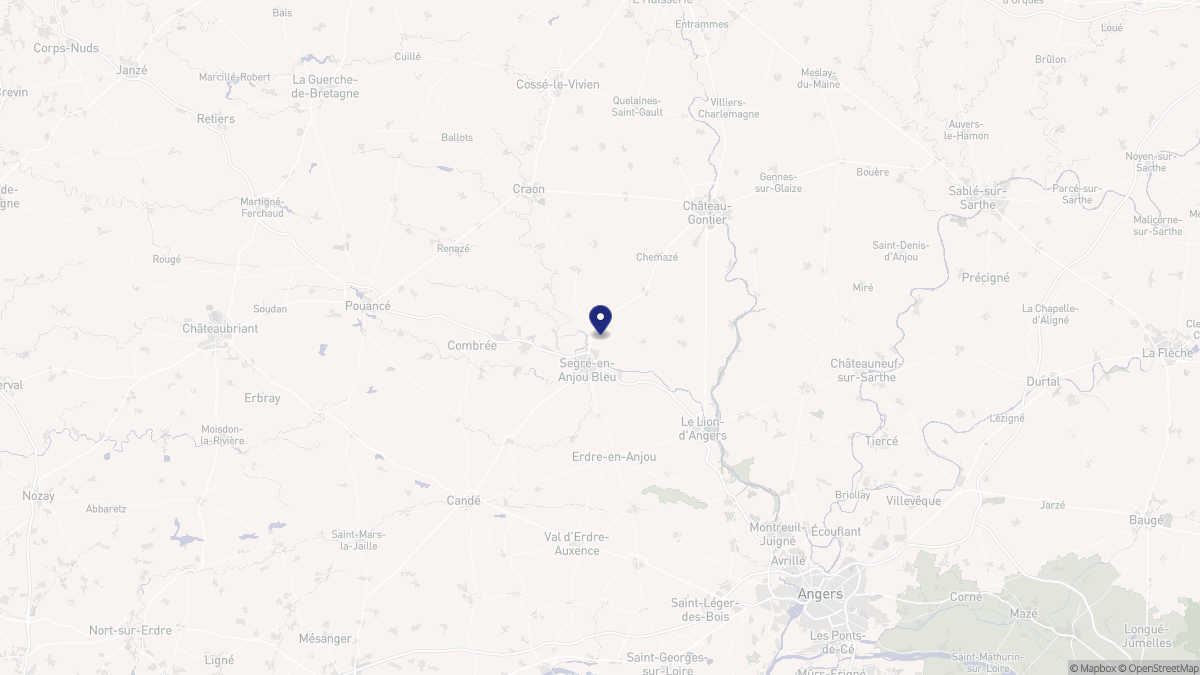 Aperçu cartographique de Segré-en-Anjou Bleu, centré sur la commune