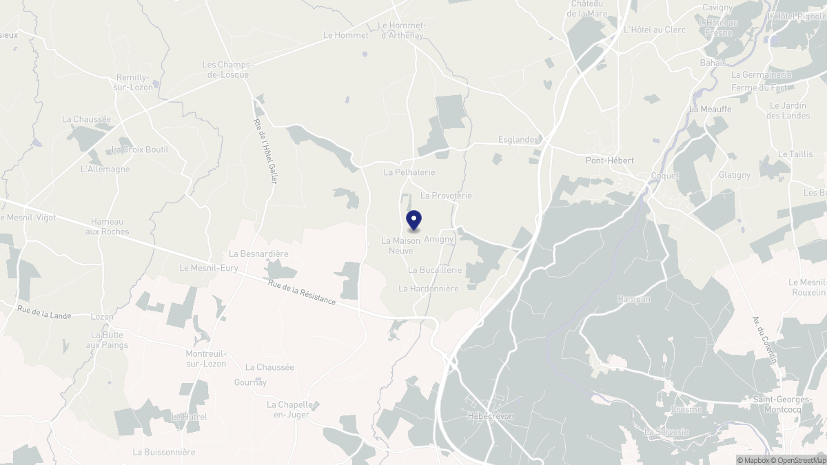Aperçu cartographique de Amigny, centré sur la commune