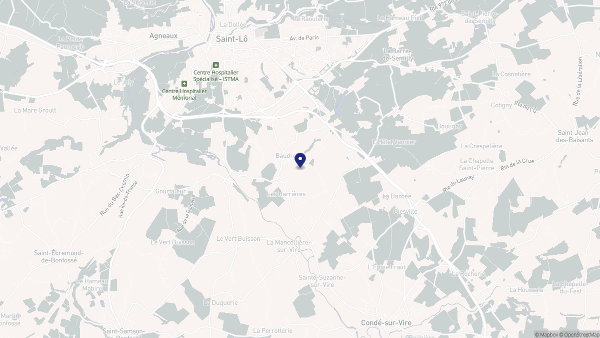 Aperçu cartographique de Baudre, centré sur la commune