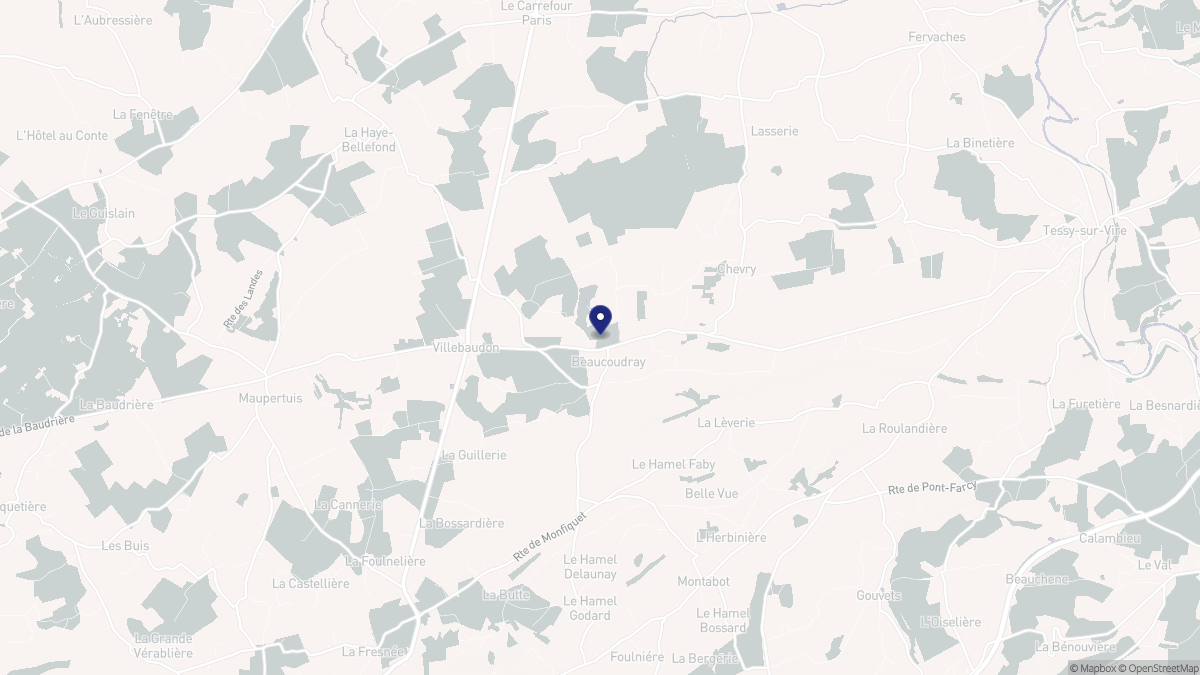 Aperçu cartographique de Beaucoudray, centré sur la commune