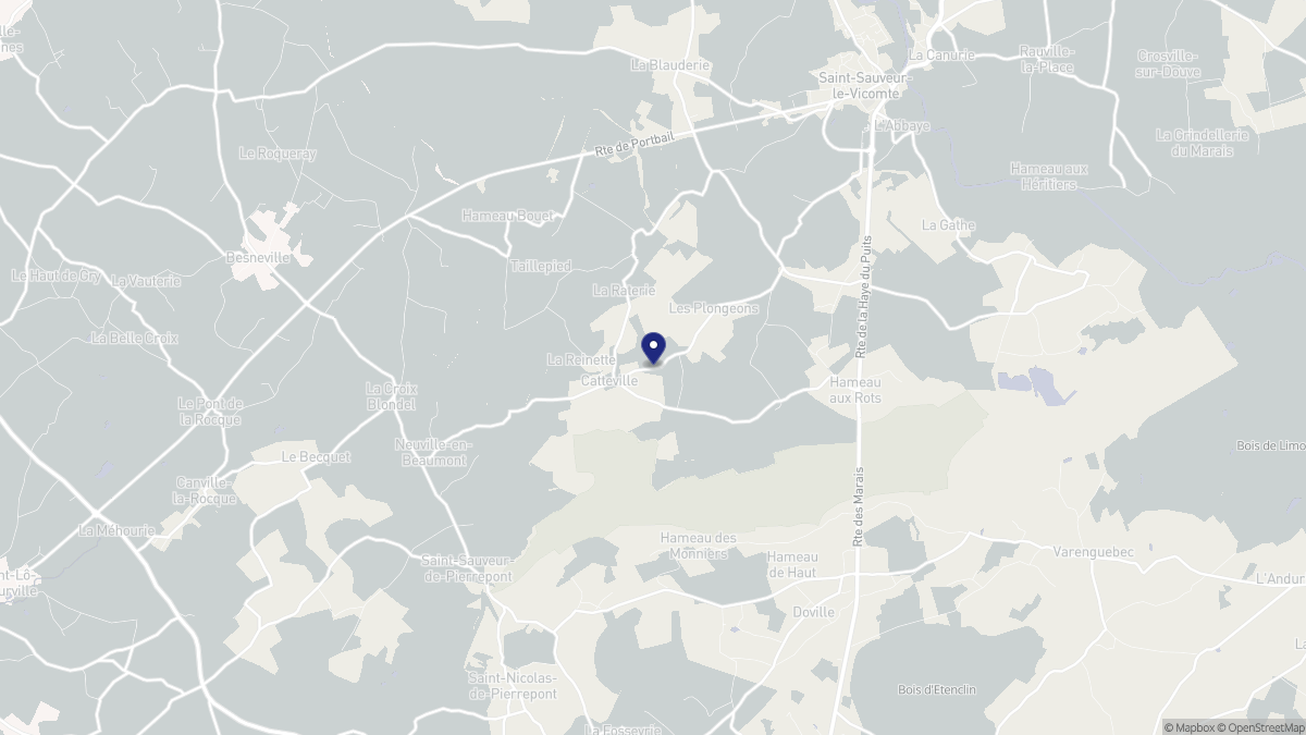 Aperçu cartographique de Catteville, centré sur la commune