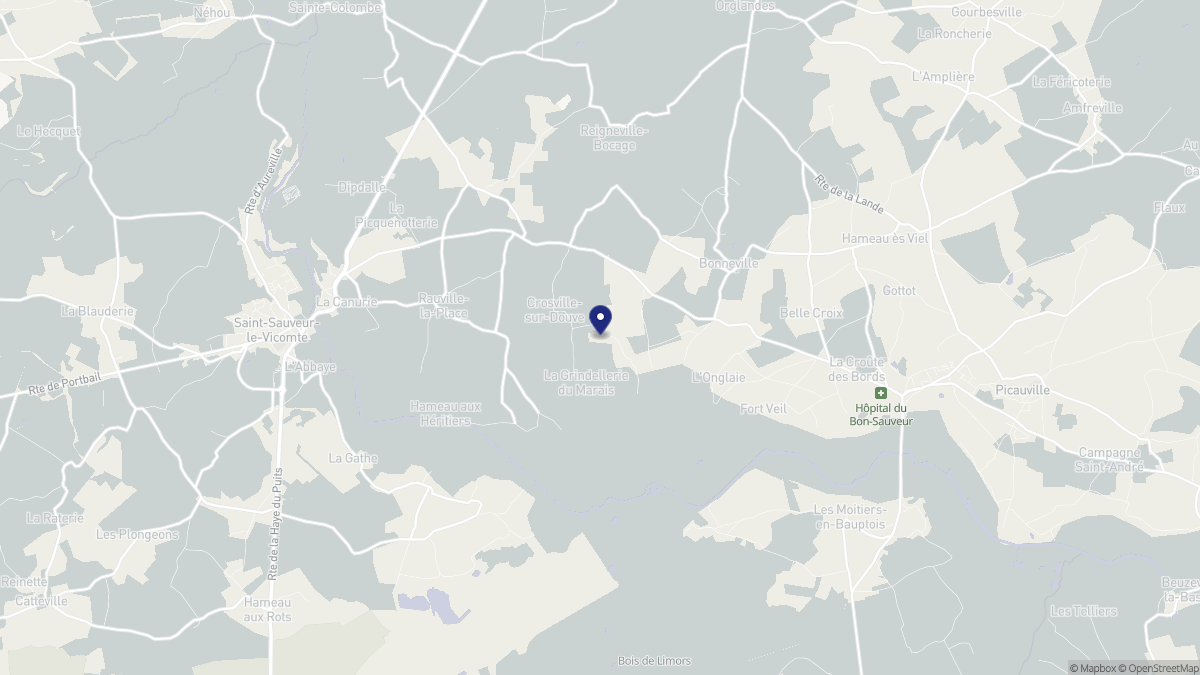 Aperçu cartographique de Crosville-sur-Douve, centré sur la commune