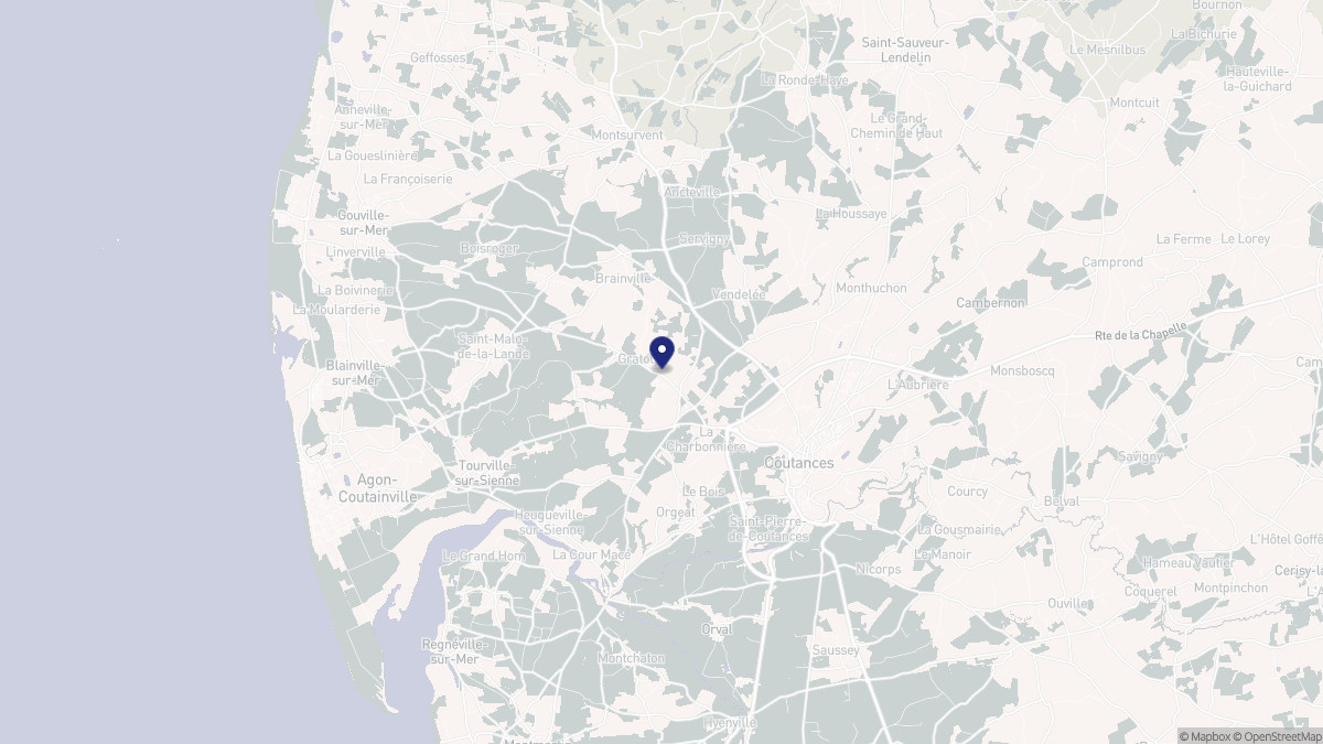 Aperçu cartographique de Gratot, centré sur la commune