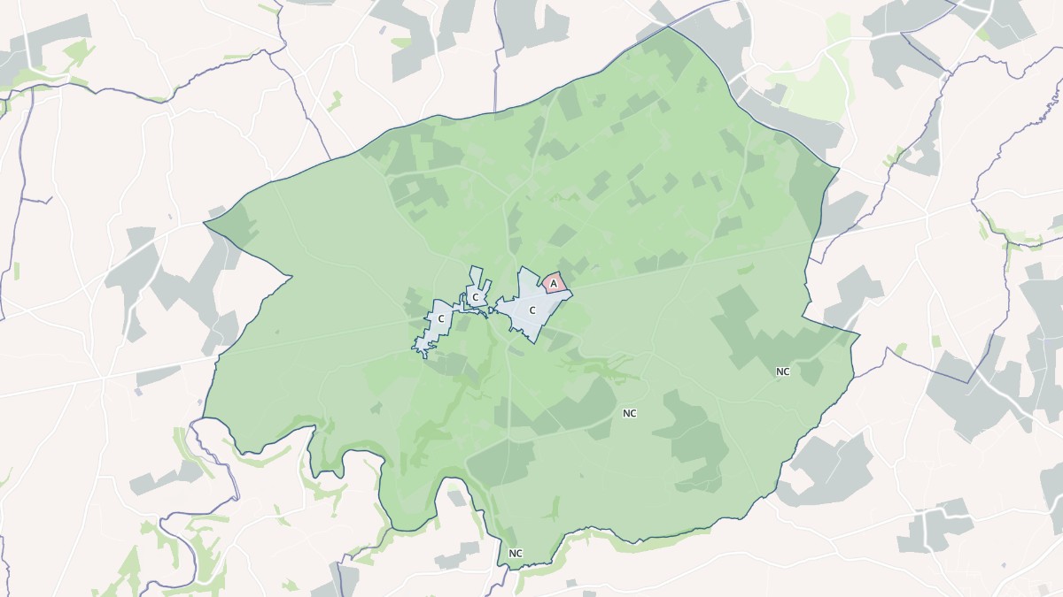 Aperçu cartographique de Hambye, centré sur la commune