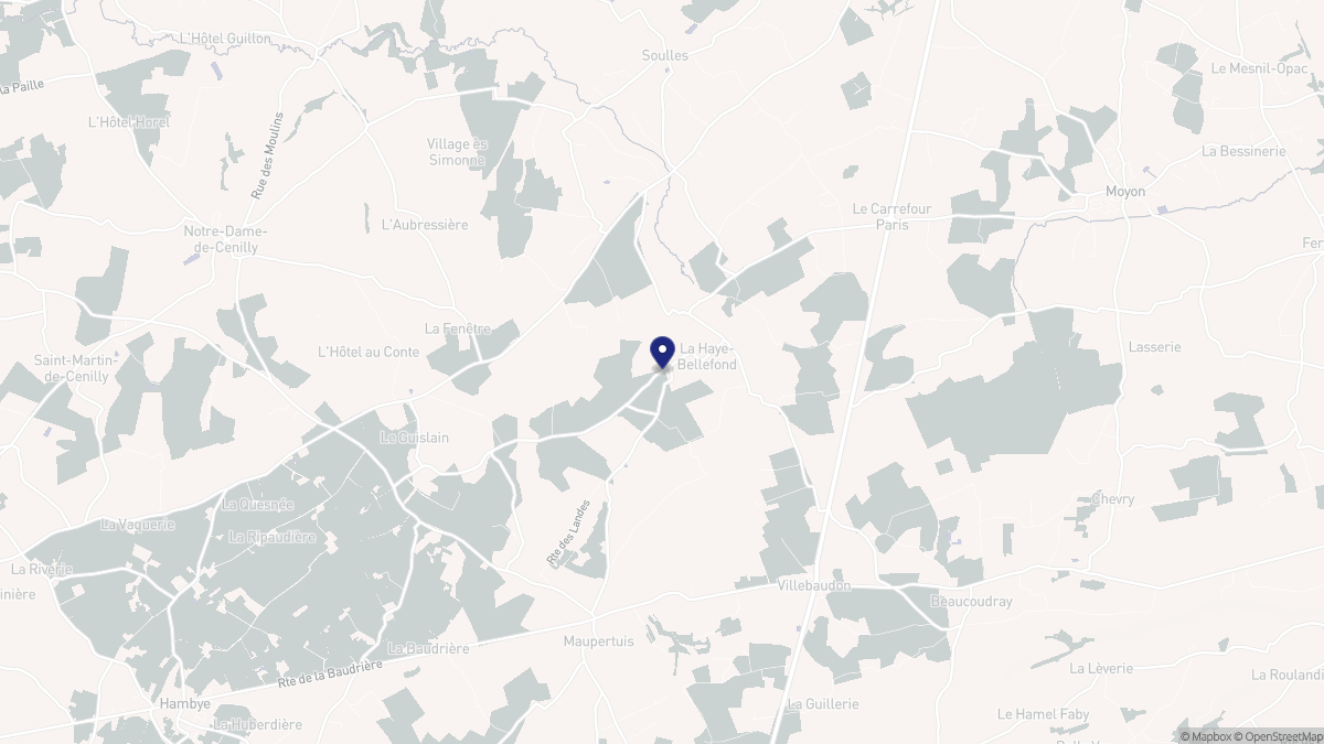 Aperçu cartographique de La Haye-Bellefond, centré sur la commune