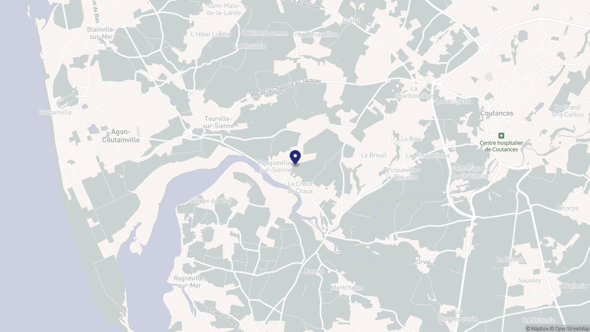Aperçu cartographique de Heugueville-sur-Sienne, centré sur la commune