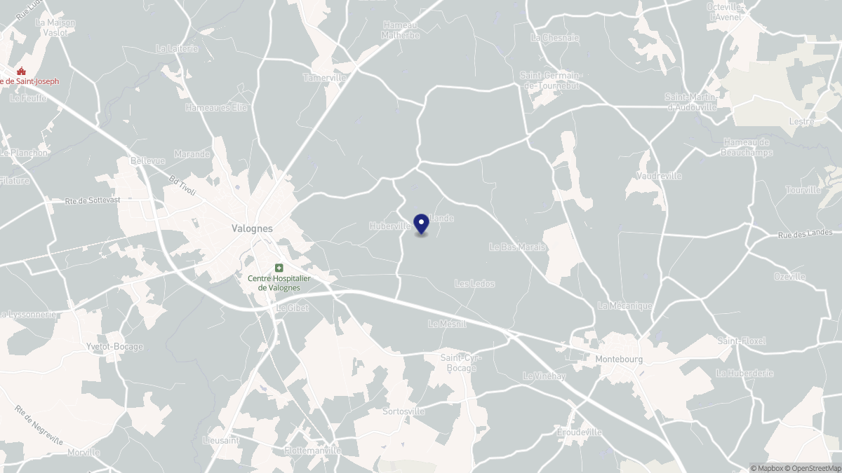 Aperçu cartographique de Huberville, centré sur la commune