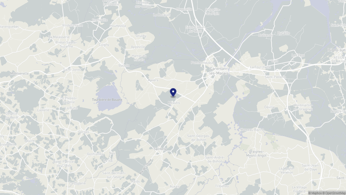Aperçu cartographique de Méautis, centré sur la commune