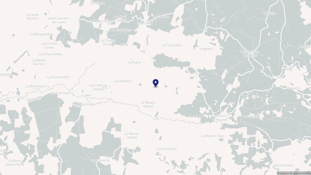Aperçu cartographique de Le Mesnil-Gilbert, centré sur la commune