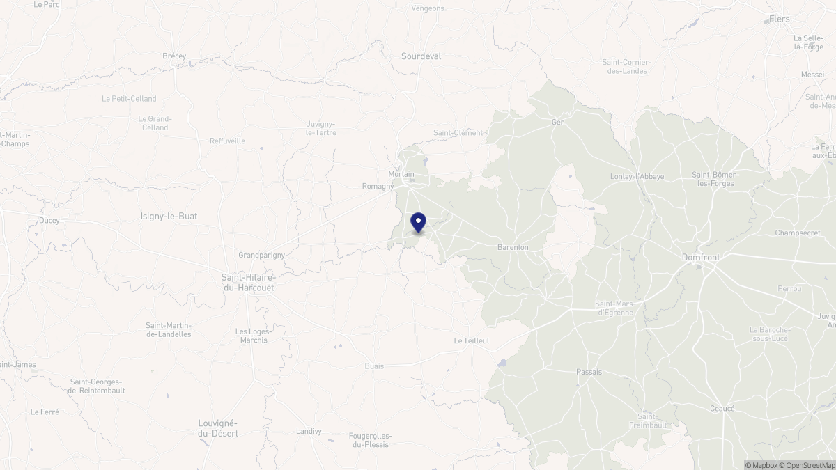 Aperçu cartographique de Mortain-Bocage, centré sur la commune