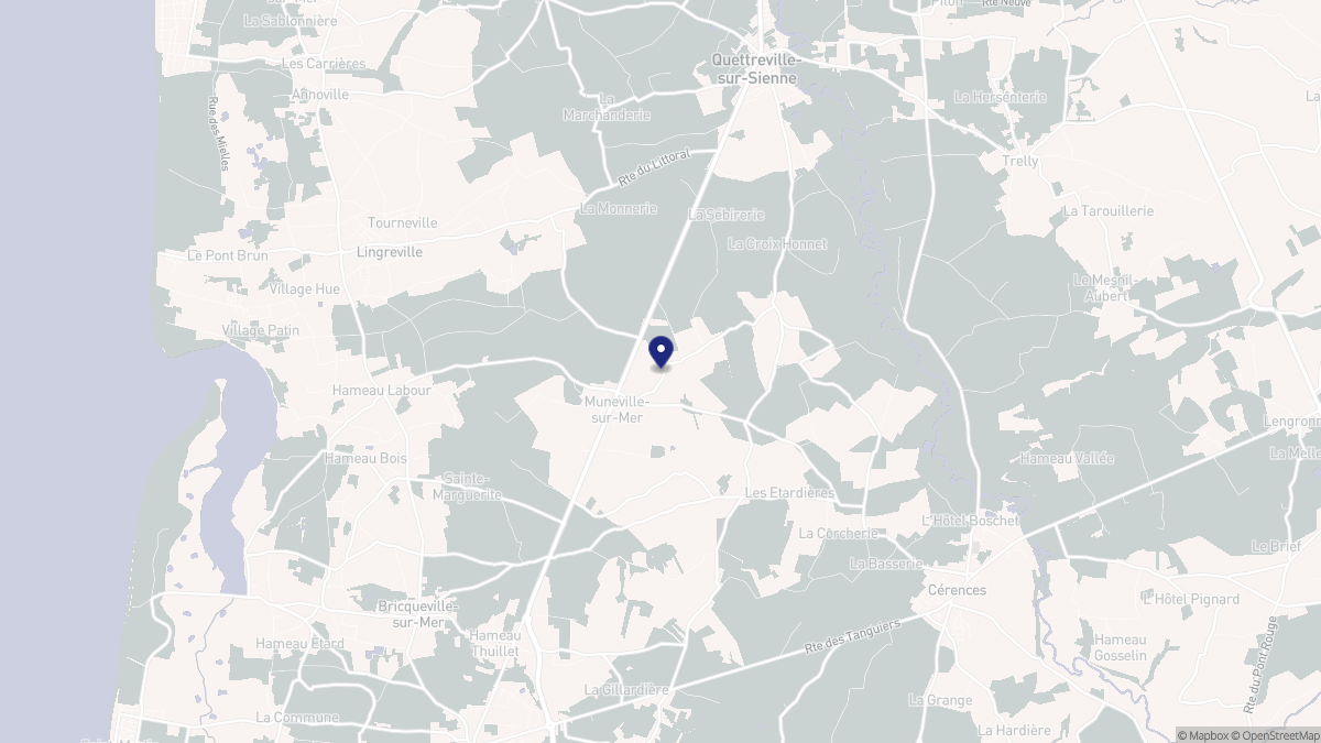 Aperçu cartographique de Muneville-sur-Mer, centré sur la commune