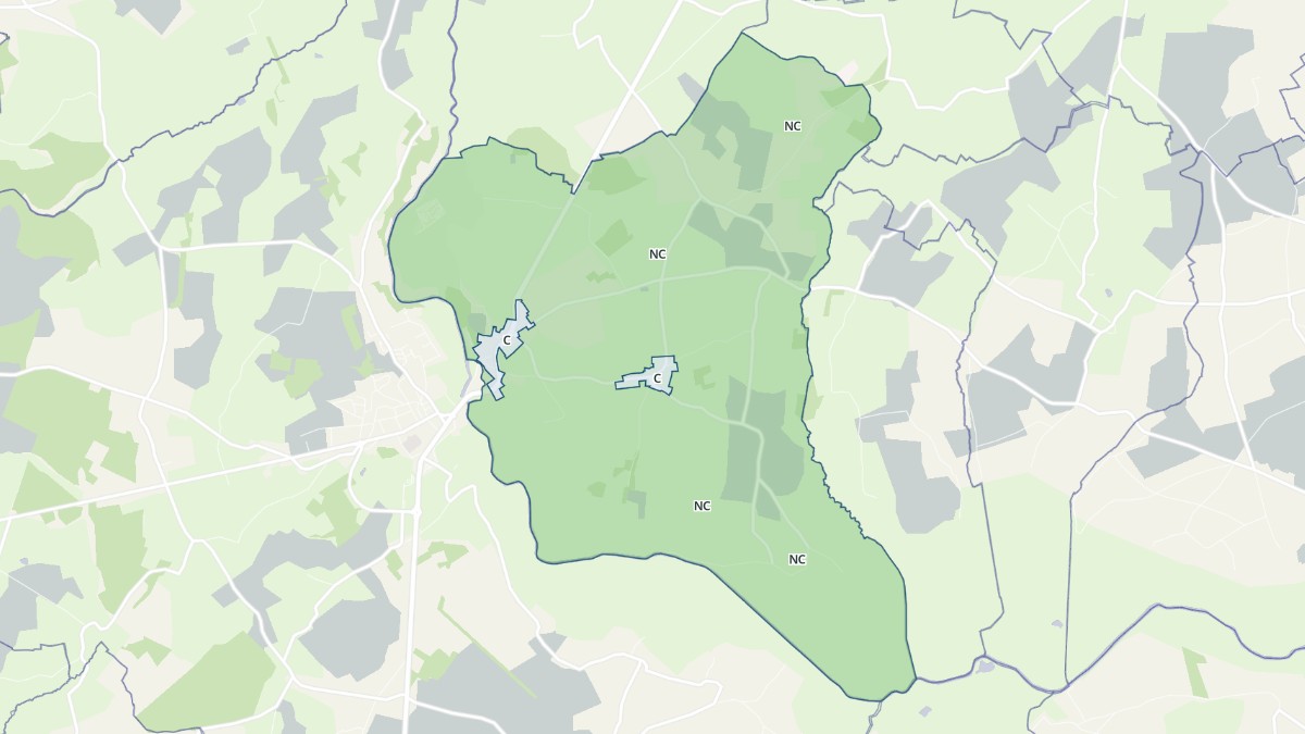 Aperçu cartographique de Rauville-la-Place, centré sur la commune
