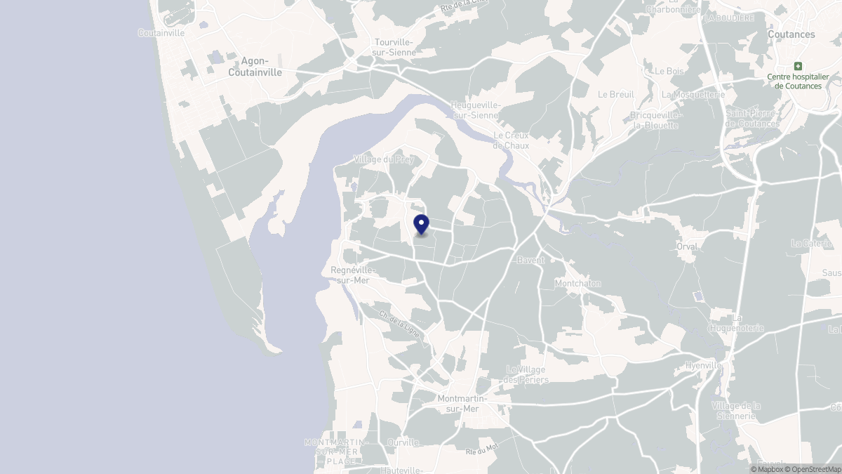 Aperçu cartographique de Regnéville-sur-Mer, centré sur la commune
