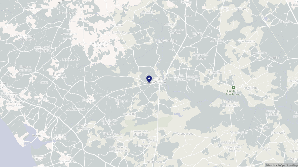 Aperçu cartographique de Saint-Sauveur-le-Vicomte, centré sur la commune