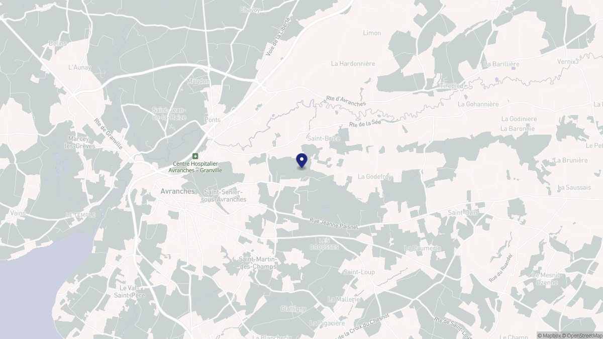 Aperçu cartographique de Saint-Senier-sous-Avranches, centré sur la commune