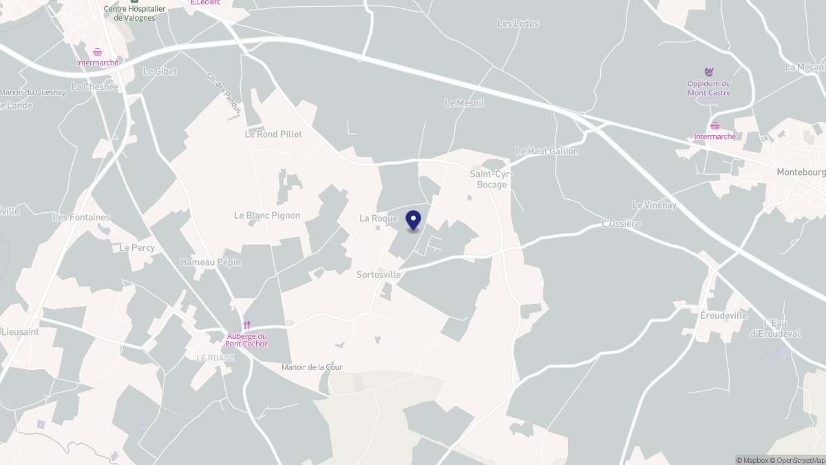 Aperçu cartographique de Sortosville, centré sur la commune