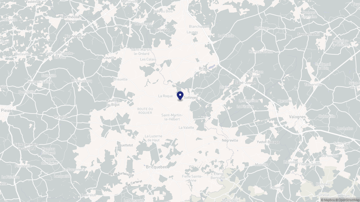 Aperçu cartographique de Sottevast, centré sur la commune