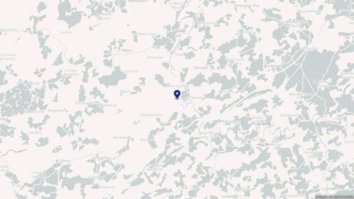 Aperçu cartographique de Tessy-Bocage, centré sur la commune