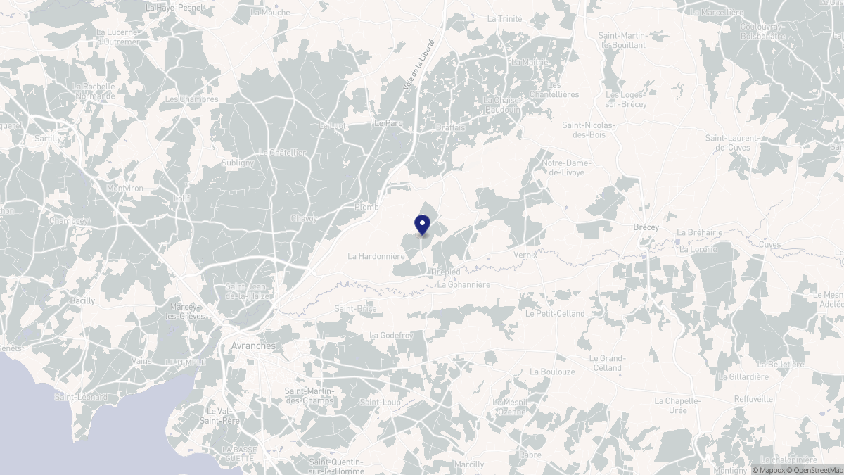 Aperçu cartographique de Tirepied-sur-Sée, centré sur la commune