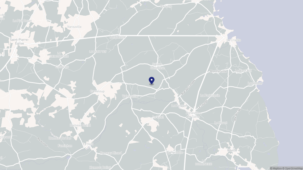 Aperçu cartographique de Valcanville, centré sur la commune