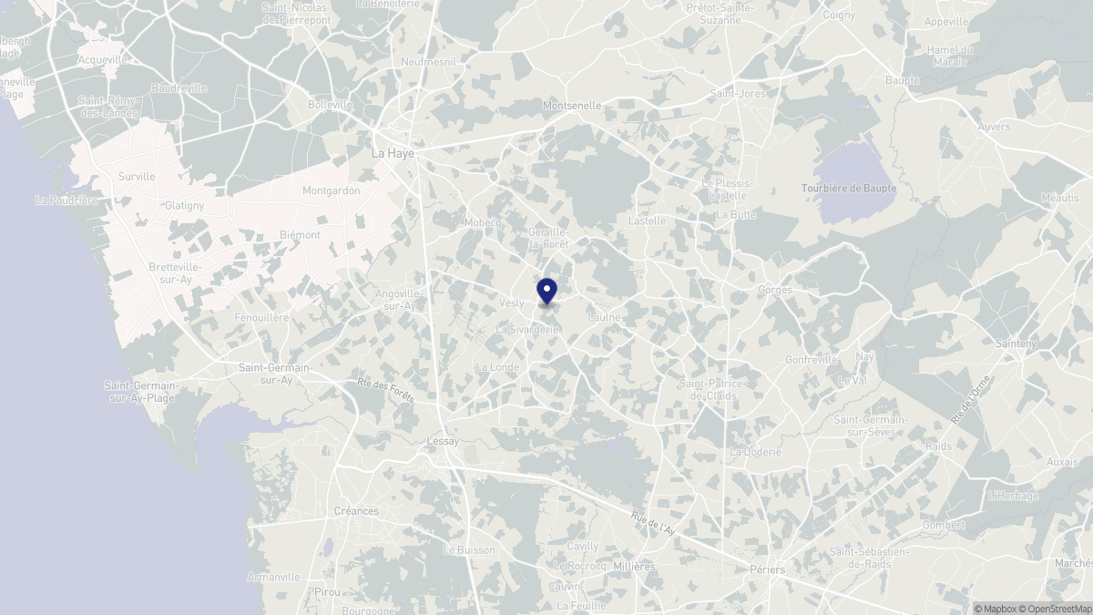Aperçu cartographique de Vesly, centré sur la commune