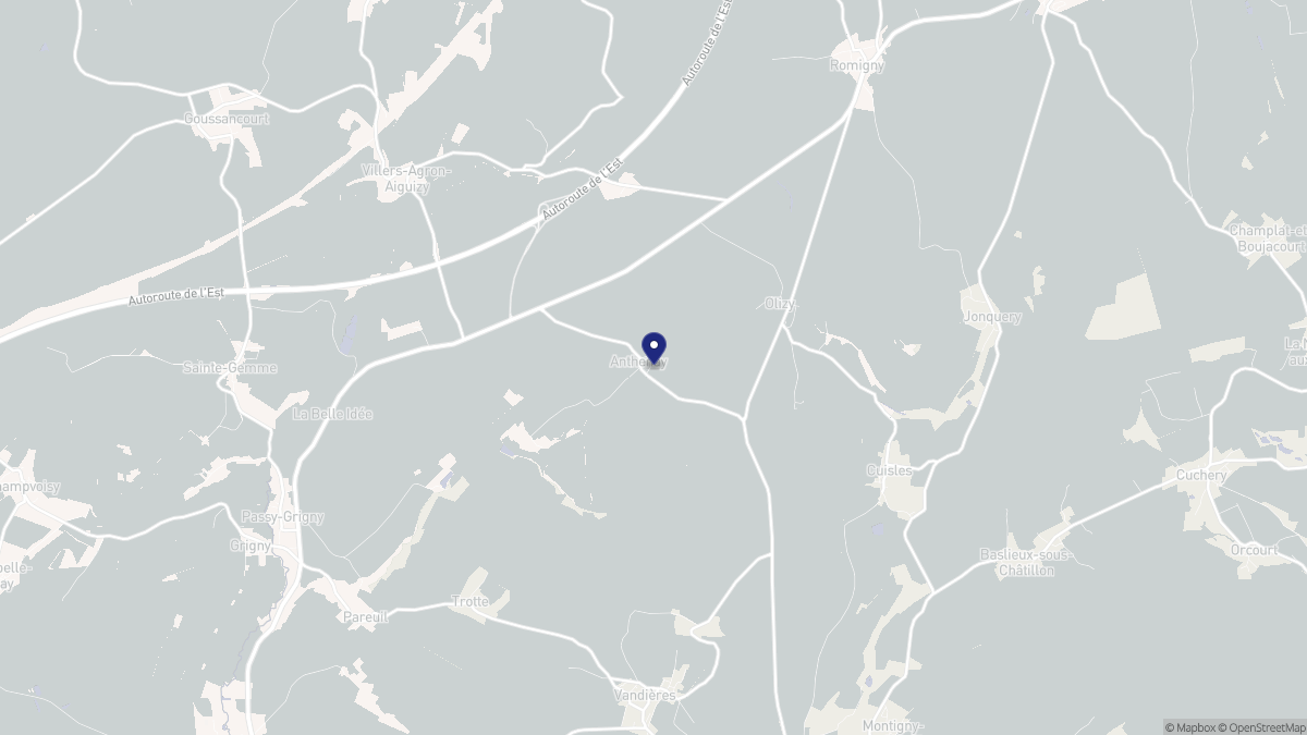 Aperçu cartographique de Anthenay, centré sur la commune