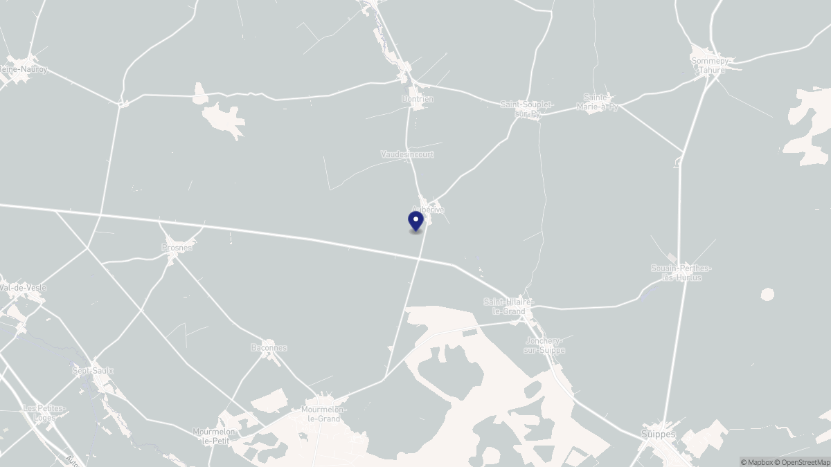 Aperçu cartographique de Aubérive, centré sur la commune