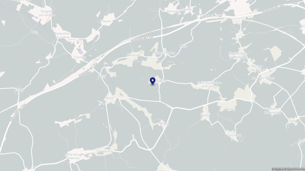 Aperçu cartographique de Aubilly, centré sur la commune