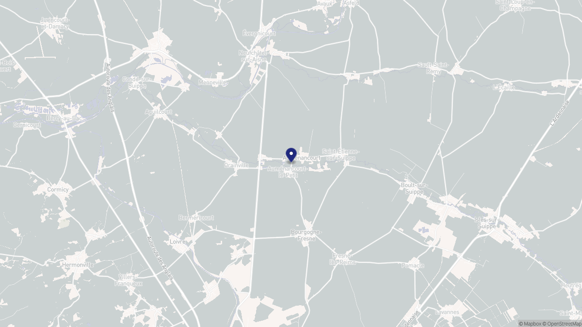 Aperçu cartographique de Auménancourt, centré sur la commune