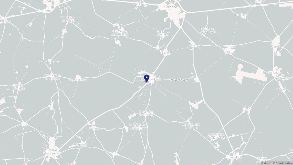 Aperçu cartographique de Barbonne-Fayel, centré sur la commune