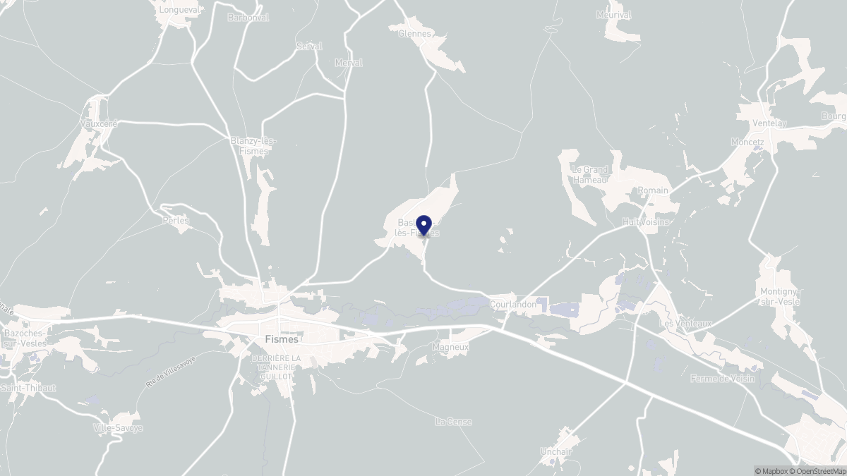 Aperçu cartographique de Baslieux-lès-Fismes, centré sur la commune