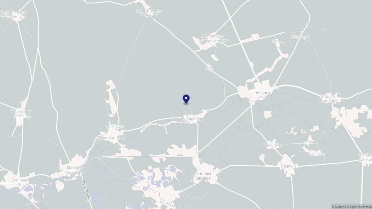 Aperçu cartographique de Baudement, centré sur la commune
