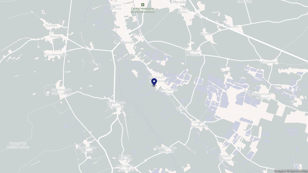 Aperçu cartographique de Bignicourt-sur-Marne, centré sur la commune