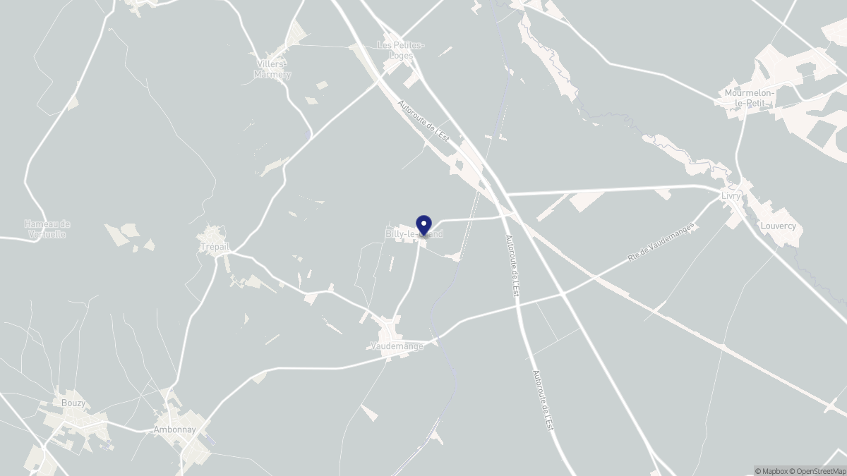 Aperçu cartographique de Billy-le-Grand, centré sur la commune